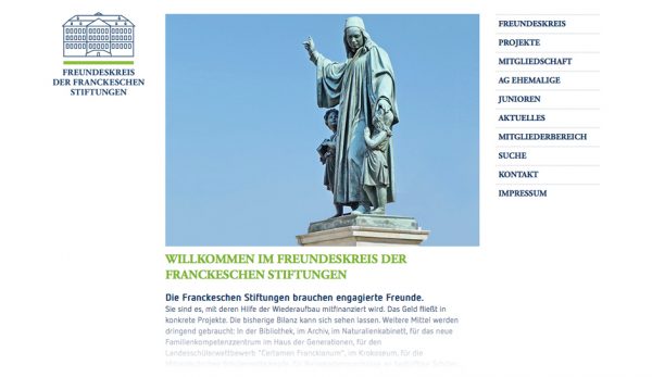 Webseite Freundeskreis Franckesche Stiftungen